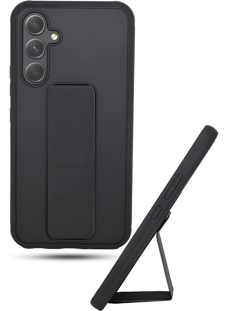 3-in-1 Magnetic Wrist Strap Hand Grip Stand Back Case Cover for Samsung Galaxy A55 Black - Image 4